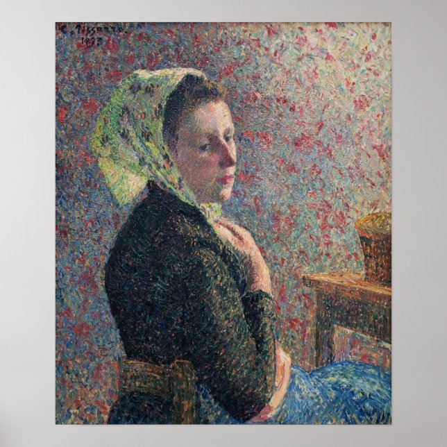 Poster Pissarro - Femme Avec Écharpe Verte 1893 (Devant)