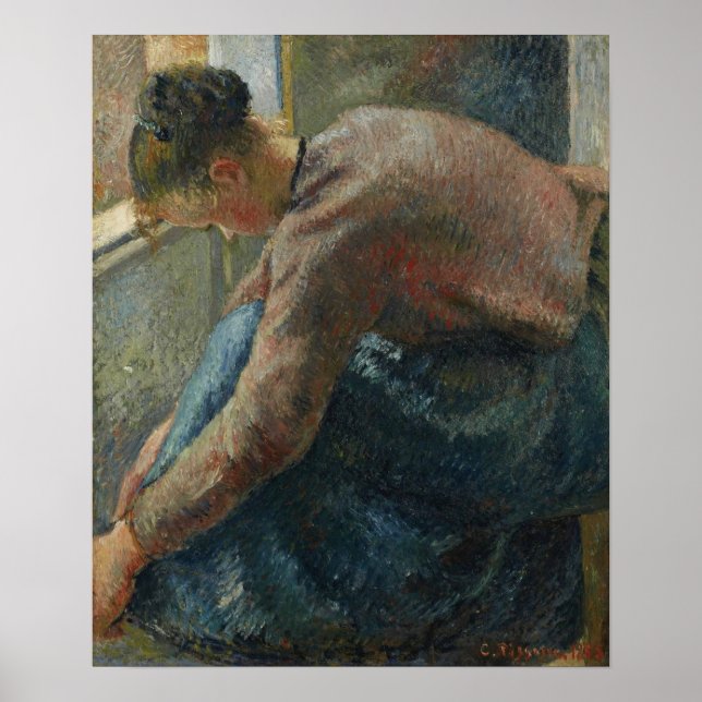 Poster Pissarro - Femme Paysanne Mis Sur Les Bottes 1885 (Devant)