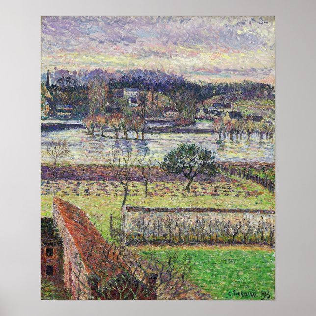 Poster Pissarro - Inondation effet soirée Eragny 1893 (Devant)
