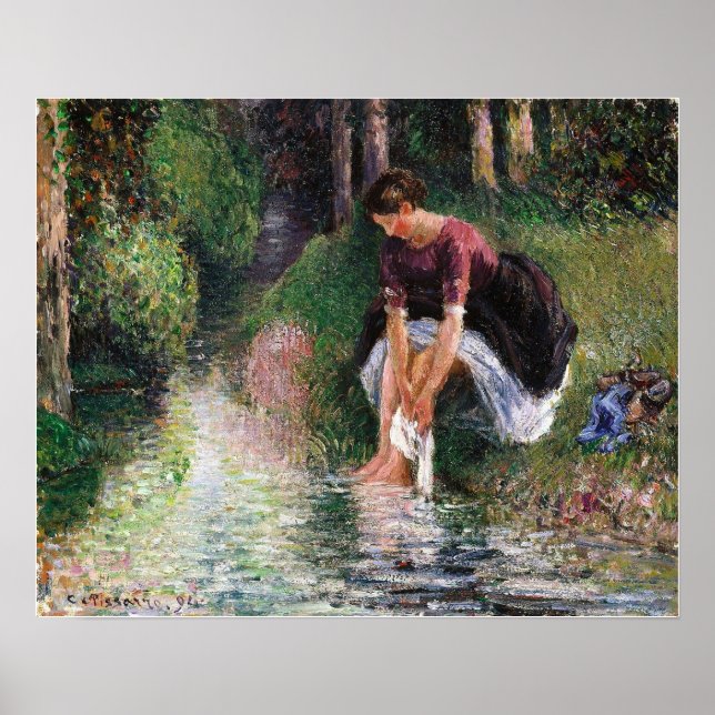 Poster Pissarro - Jeune Femme Baignant Ses Pieds 1894 (Devant)