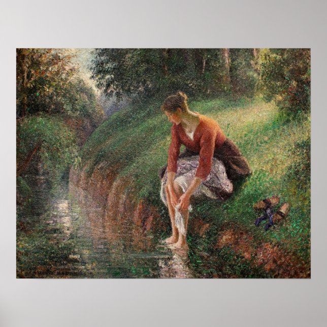 Poster Pissarro - Jeune Femme Baignant Ses Pieds 1895 (Devant)
