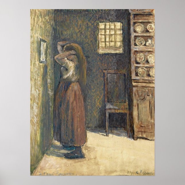 Poster Pissarro - Jeune Fille Paysanne À Sa Toilette 1891 (Devant)