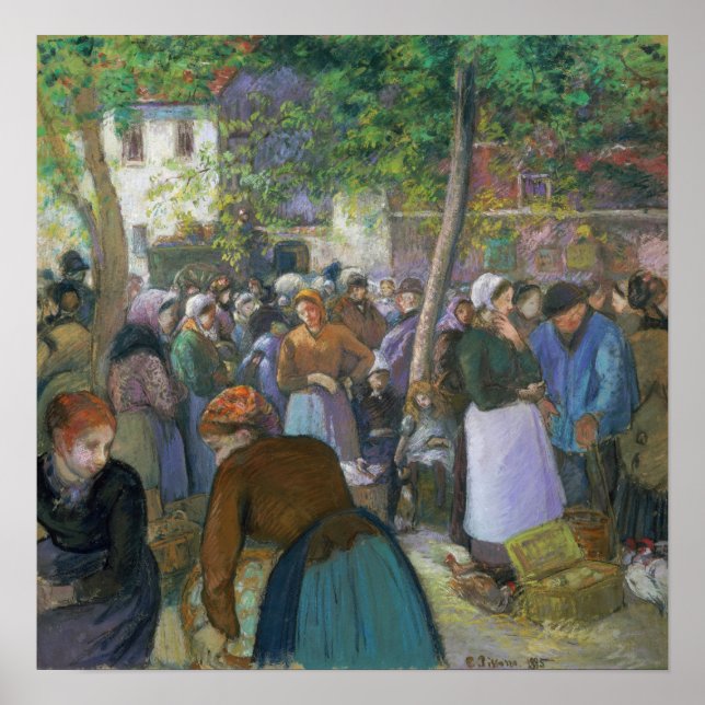 Poster Pissarro - Marché De Volaille À Gisors (Devant)