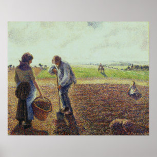 Poster Pissarro - Paysans Dans Les Champs Eragny 1890