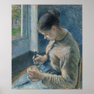 Poster Pissarro - Petit-déjeuner Jeune Femme Paysanne Caf