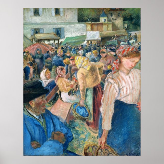 Poster Pissarro - Pontoise du marché de la volaille 1892 (Devant)