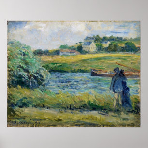 Poster Pissarro - Promenade près de l'eau Pontoise 1877