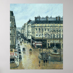 Poster Pissarro - Rue Saint-Honore Effet pluie de l'après