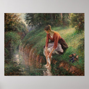 Poster Pissarro - Une Jeune Femme Se Baignant Les Pieds 1