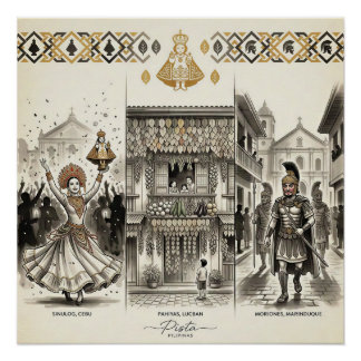 Poster Pista — Sinulog · Pahiyas · Moriones
