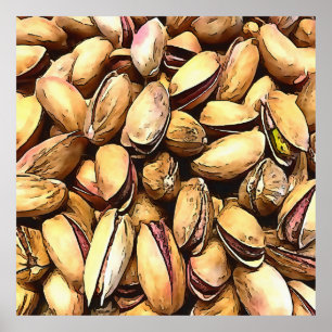 Poster Pistachio Nuts Black Outline Art