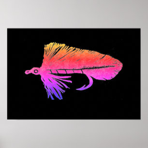 Poster Piste Matuka verte, pêche à la mouche, art de liag