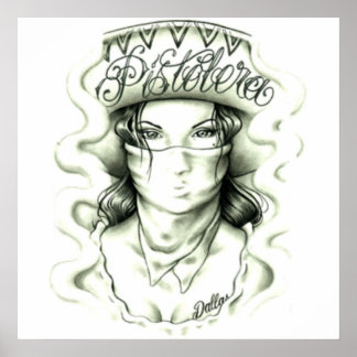 Poster pistolera tattoo motif