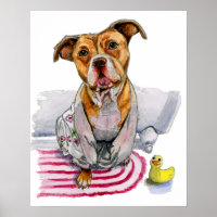 Pit Bull Dog en Peinture Aquarelle Peinture