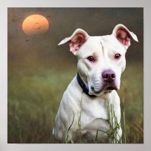 Poster Pitbull blanc