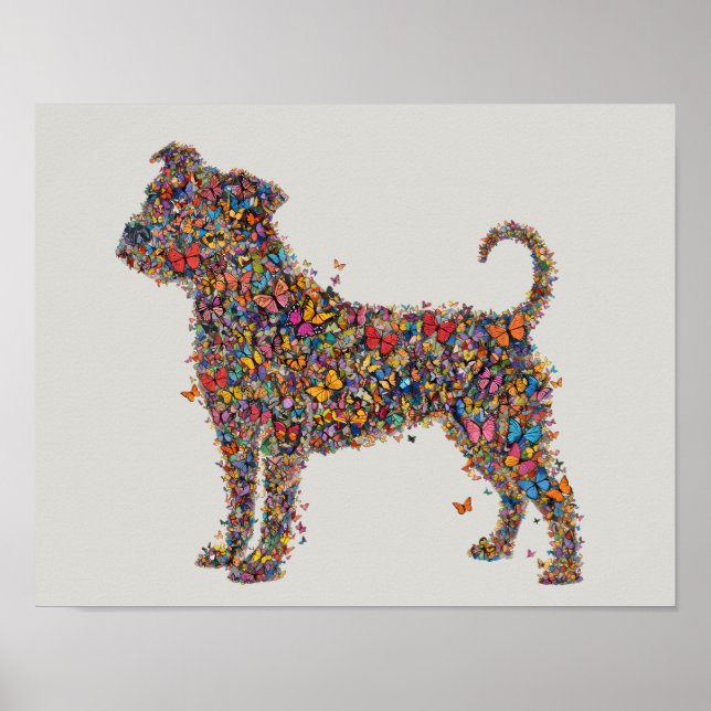 Poster Pitbull Butterfly Silhouette Art | Bully Dog Lover (Devant)