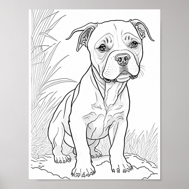 Poster Pitbull Chien Adult Coloration (Devant)
