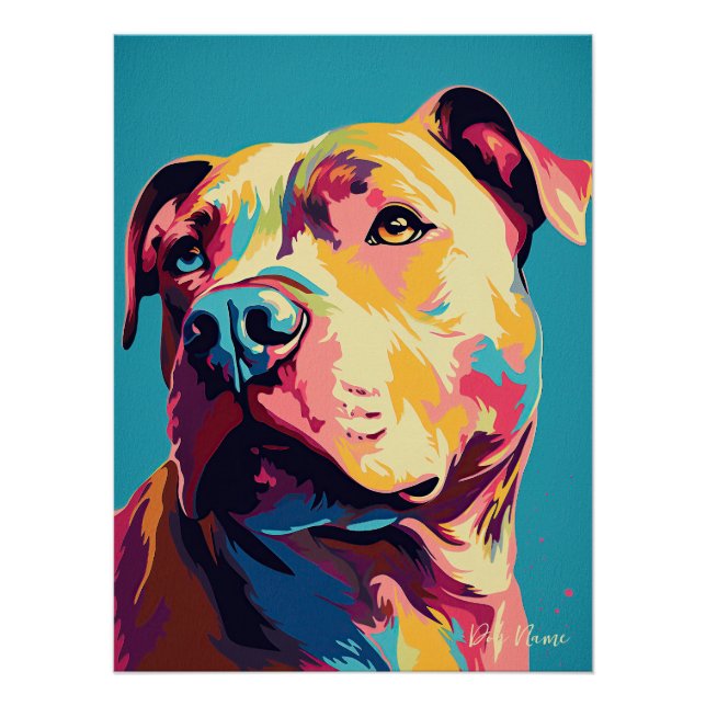 Poster Pitbull Dog 001 - Bruno Pokopen (Devant)