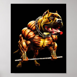 Poster Pitbulle musculaire Levant Bête Gym Animal Str