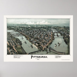 Poster Pittsburgh, PA Carte panoramique - 1902
