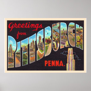 Poster Pittsburgh Pennsylvania PA Large Letter Postcard