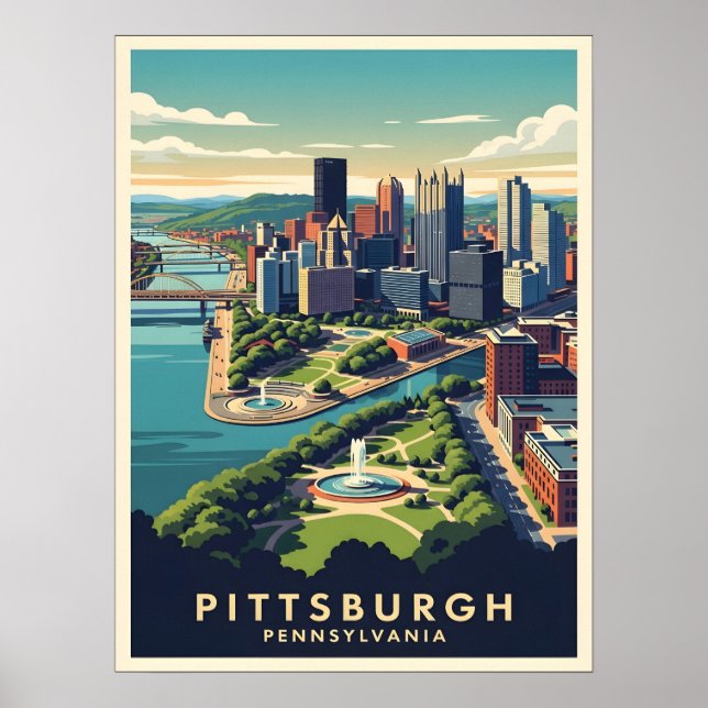 Poster Pittsburgh, Pennsylvania Skyline (Devant)