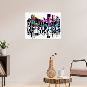 Poster Pittsburgh, Pennsylvanie en graffiti