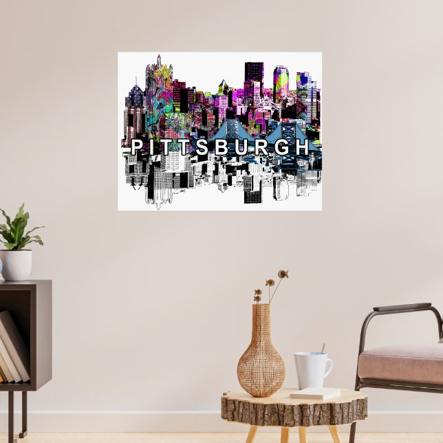 Poster Pittsburgh, Pennsylvanie en graffiti (Salon 3)