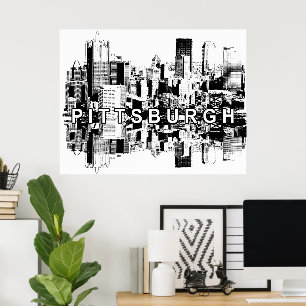 Poster Pittsburgh, Pennsylvanie en noir et blanc