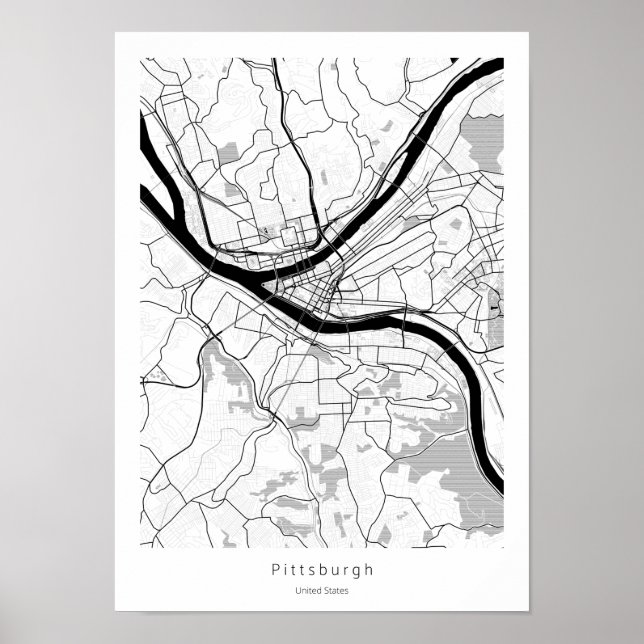 Poster Pittsburgh Pennsylvanie Moderne Minimale Simple Ca (Devant)