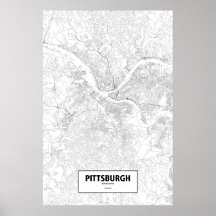 Poster Pittsburgh, Pennsylvanie (noir sur blanc)