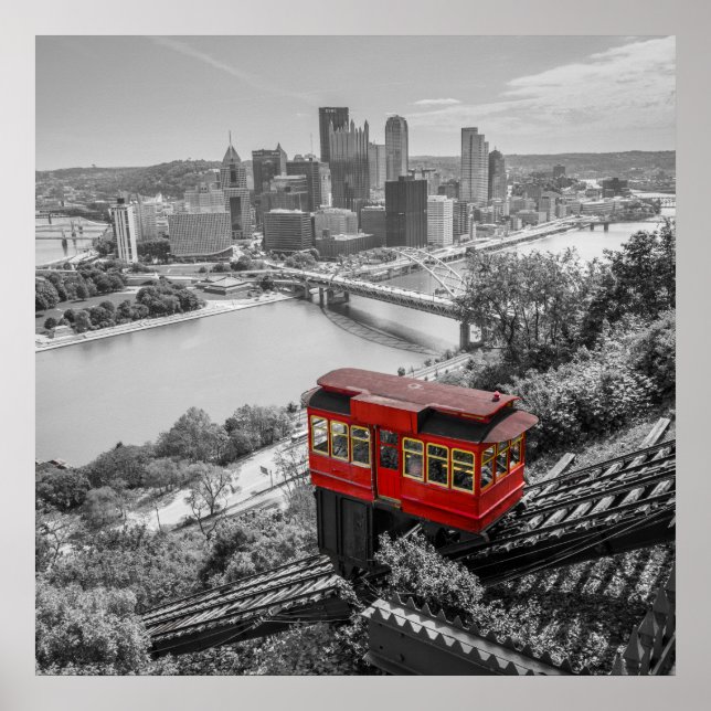Poster Pittsburgh Steel City Skyline Incline Photographie (Devant)