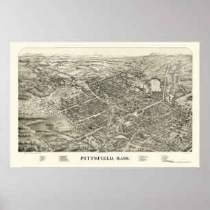 Poster Pittsfield, carte panoramique de mA - 1899