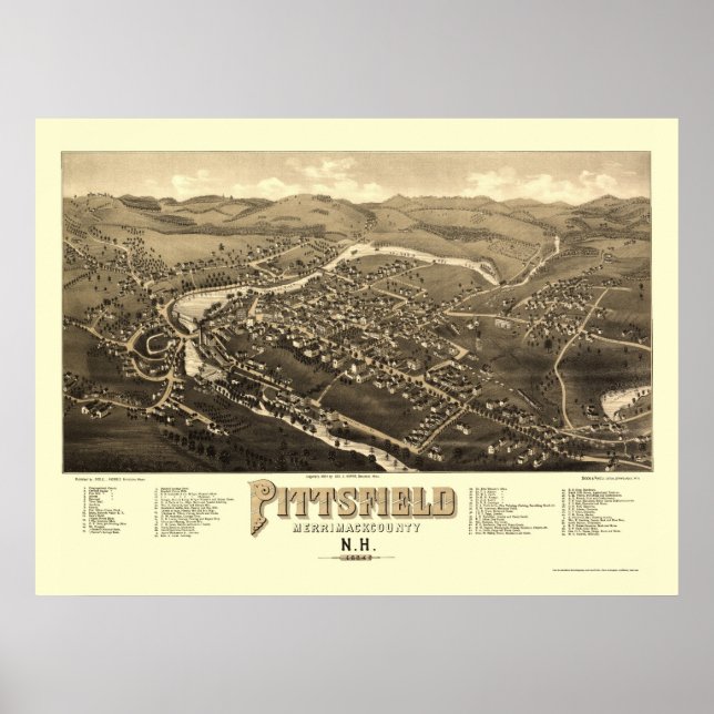 Poster Pittsfield, NH Panoramic Map - 1884 (Devant)