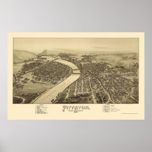 Poster Pittston, carte panoramique de PA - 1892