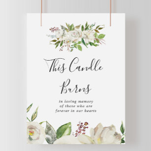 Poster Pivoine Blanche d'Hiver Floral Cette Bougie Brûle 