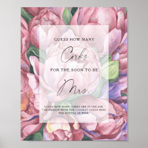 Poster Pivoines vintage - Devinez combien de bouchons