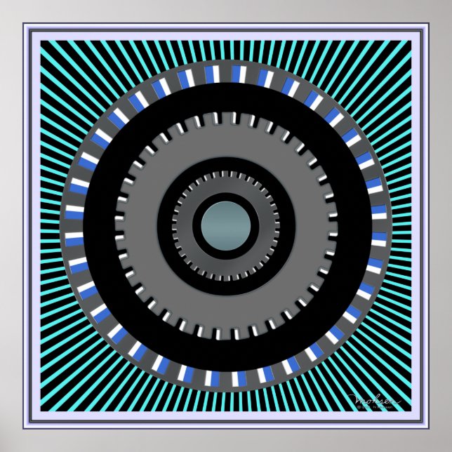 Poster Pivoter des engrenages Roue Illusion optique (Devant)