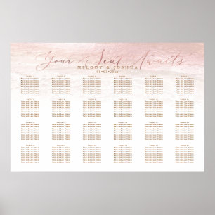 Poster PixDezines Blush Shoreline+Rose Gold Seating Chart