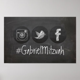Poster PixDezines Chalkboard Social Media Hashtag