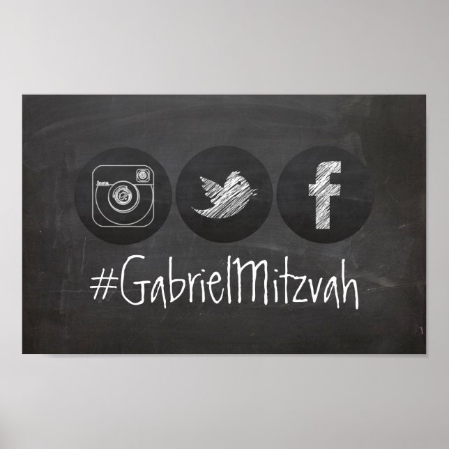 Poster PixDezines Chalkboard Social Media Hashtag (Devant)