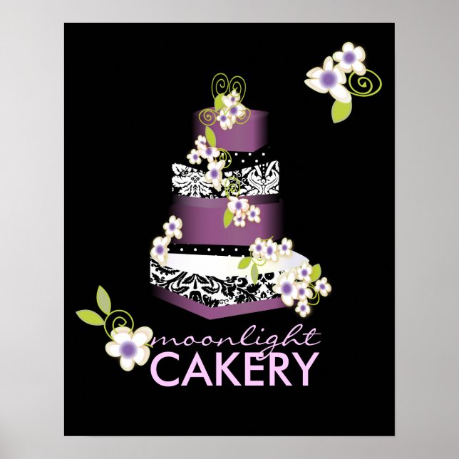 Poster PixDezines Desiree Damask Cake, Lilac (Devant)