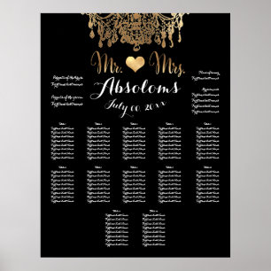 Poster PixDezines DIYColor/Gold Chandelier/Coeur/Siège