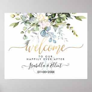 Poster PixDezines Elegant Blue Gum Eucalyptus Bienvenue