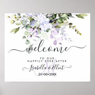 Poster PixDezines Elégant Purple Eucalyptus Bienvenue