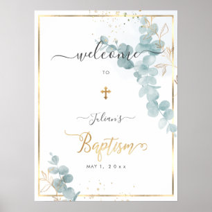 Poster PixDezines H2 Blue Eucalyptus Baptism Bienvenue