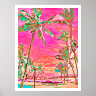 Poster PixDezines Hawaiian Beach/Rose/Turquoise