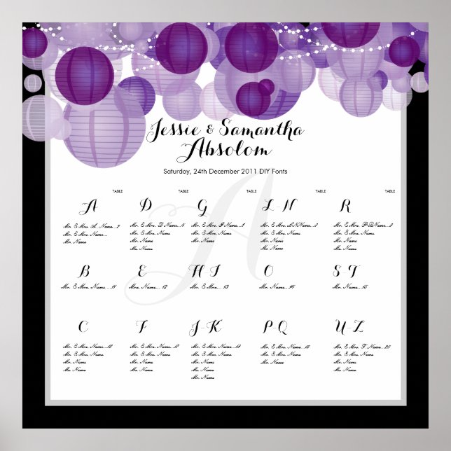 Poster PixDezines lanternes en papier mauve/carte de sièg (Devant)