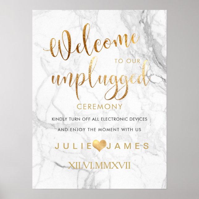 Poster PixDezines Marbre/Faux Gold/#UNPLUGGED (Devant)
