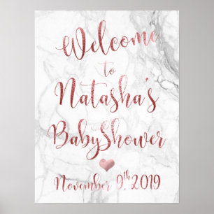 Poster PixDezines Marbre/Faux Rose Gold #Babyshower Welco